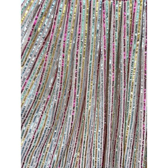 Laundry by Shelli Segal Striped Sequin One-Shoulder Asymmetrical Cocktail Rainbo - Picture 4 of 4